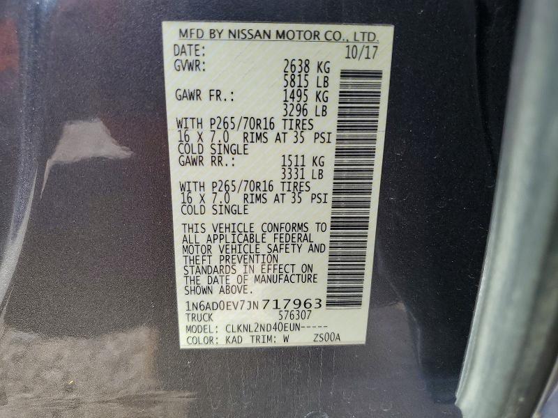 2018 Nissan Frontier მანქანა იყიდება აუქციონზე, vin: 1N6AD0EV7JN717963, აუქციონის ნომერი: 53984146