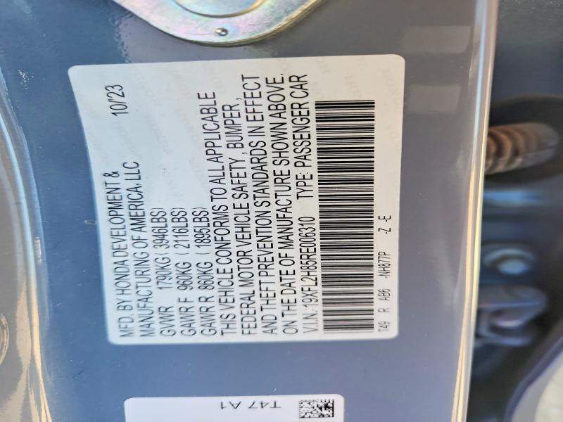 2024 Honda Civic მანქანა იყიდება აუქციონზე, vin: 19XFL2H85RE006310, აუქციონის ნომერი: 53634486