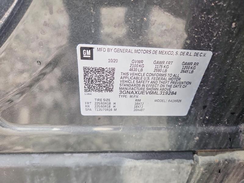 2021 Chevrolet Equinox მანქანა იყიდება აუქციონზე, vin: 3GNAXUEV6ML319284, აუქციონის ნომერი: 53924316