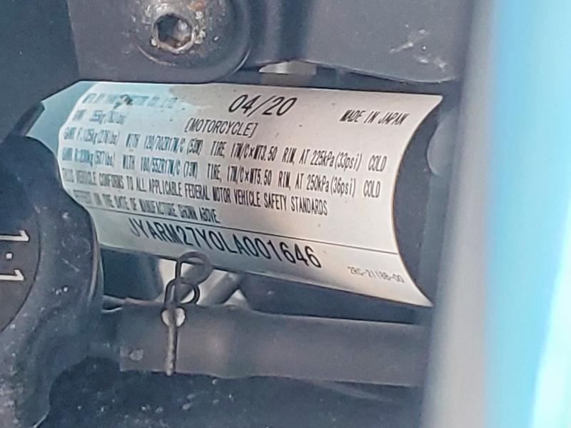 52873846 :رقم المزاد ، JYARM27Y0LA001646 vin ، 2020 Yamaha Mt07 مزاد بيع