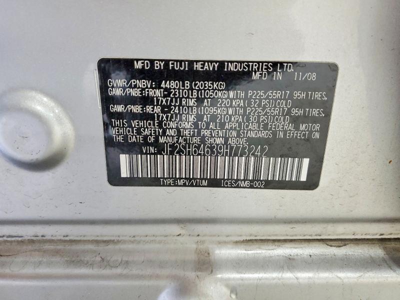Aukcja sprzedaży 2009 Subaru Forester, vin: JF2SH64639H773242, numer aukcji: 53305136