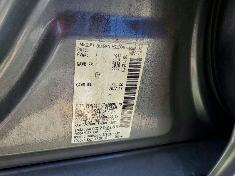 Продажа на аукционе авто 2016 Nissan Altima, vin: 1N4AL3AP0GC203185, номер лота: 54260806