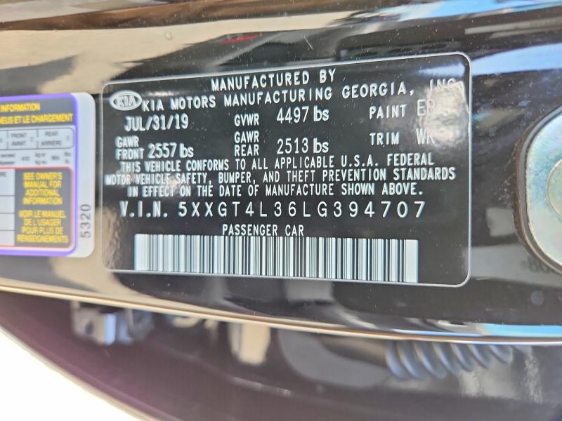 Aukcja sprzedaży 2020 Kia Optima, vin: 5XXGT4L36LG394707, numer aukcji: 54655296
