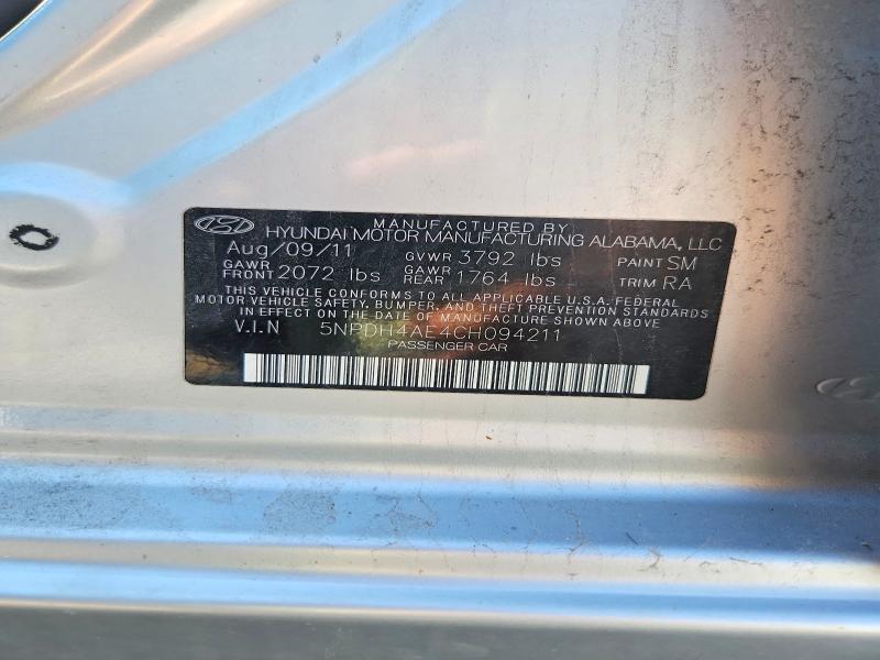 Aukcja sprzedaży 2012 Hyundai Elantra, vin: 5NPDH4AE4CH094211, numer aukcji: 53468346