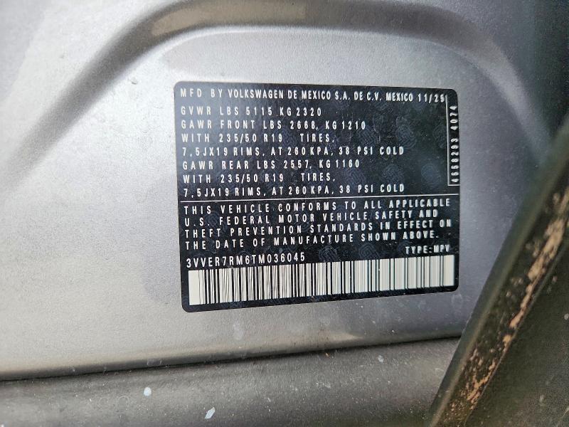 53301306 :رقم المزاد ، 3VVER7RM6TM036045 vin ، 2026 Volkswagen Tiguan مزاد بيع