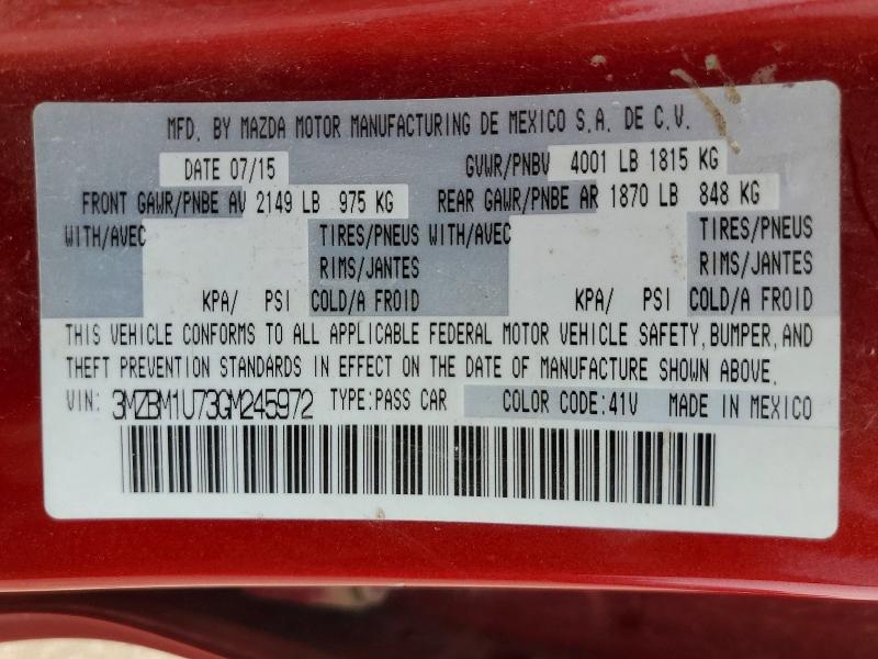 Продаж на аукціоні авто 2016 Mazda 3, vin: 3MZBM1U73GM245972, номер лоту: 52316786