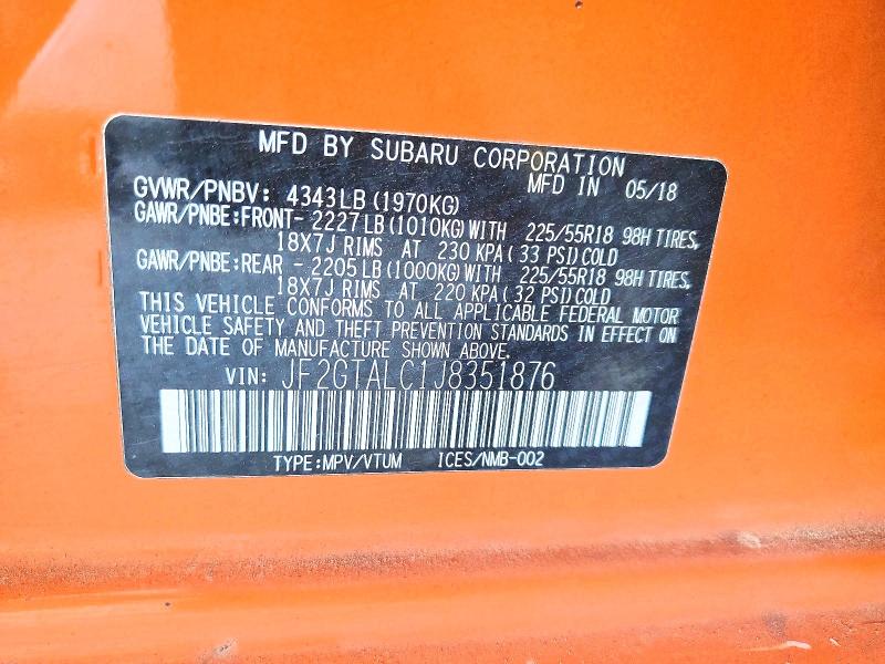 Продаж на аукціоні авто 2018 Subaru Crosstrek, vin: JF2GTALC1J8351876, номер лоту: 53424306