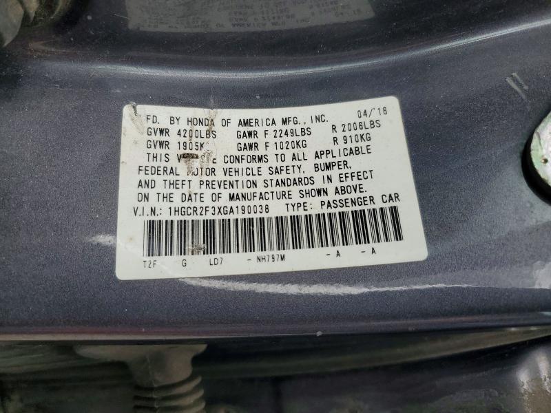Продажа на аукционе авто 2016 Honda Accord, vin: 1HGCR2F3XGA190038, номер лота: 54003216