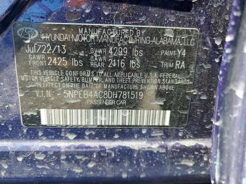 Продаж на аукціоні авто 2013 Hyundai Sonata, vin: 5NPEB4AC8DH781519, номер лоту: 54248656