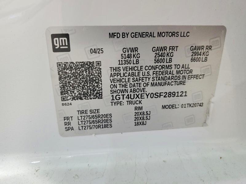 53101356 :رقم المزاد ، 1GT4UXEY0SF289121 vin ، 2025 Gmc Sierra مزاد بيع