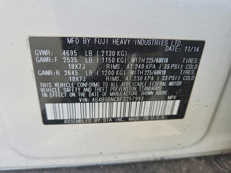 Продажа на аукционе авто 2015 Subaru Outback, vin: 4S4BSBNC8F3257993, номер лота: 52710206