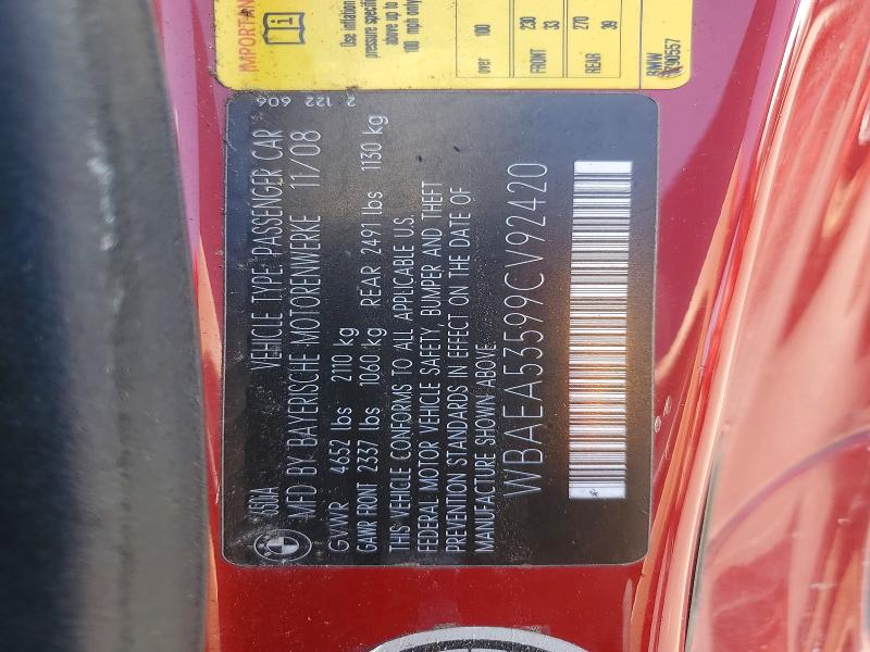Aukcja sprzedaży 2009 Bmw 650, vin: WBAEA53599CV92420, numer aukcji: 52892516