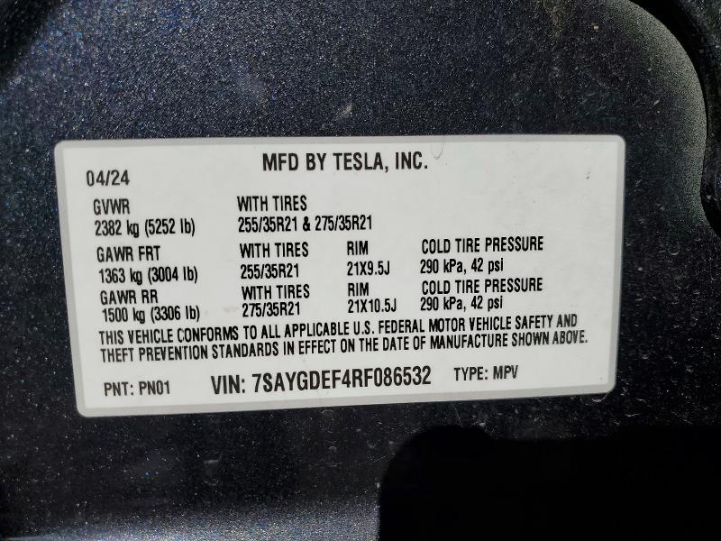 Продаж на аукціоні авто 2024 Tesla Model Y, vin: 7SAYGDEF4RF086532, номер лоту: 54173756