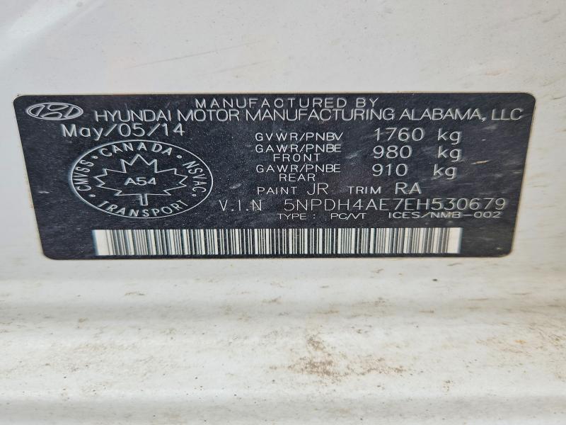 54986196 :رقم المزاد ، 5NPDH4AE7EH530679 vin ، 2014 Hyundai Elantra مزاد بيع