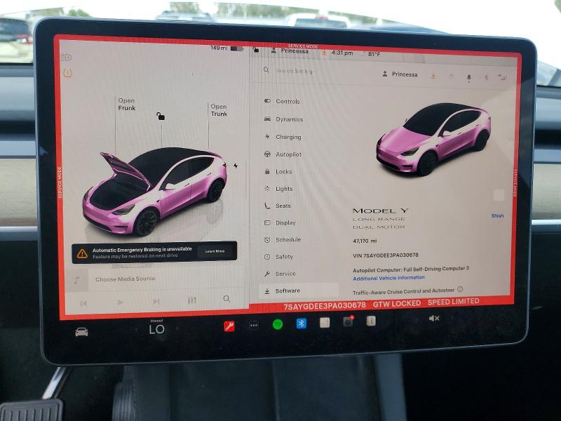 Продажа на аукционе авто 2023 Tesla Model Y, vin: 7SAYGDEE3PA030678, номер лота: 55446186