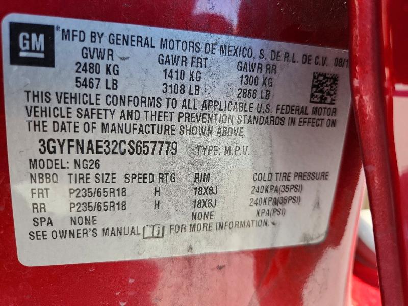Aukcja sprzedaży 2012 Cadillac Srx, vin: 3GYFNAE32CS657779, numer aukcji: 53426866