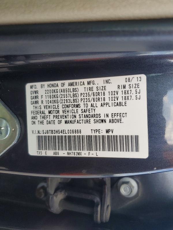 Auction sale of the 2014 Acura Rdx, vin: 5J8TB3H54EL006898, lot number: 54413526