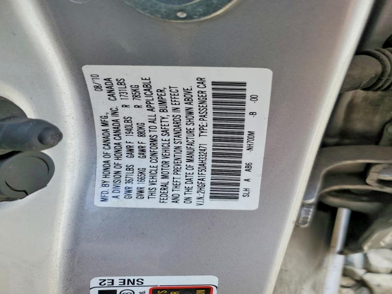 Aukcja sprzedaży 2010 Honda Civic, vin: 2HGFA1F50AH332471, numer aukcji: 52523646