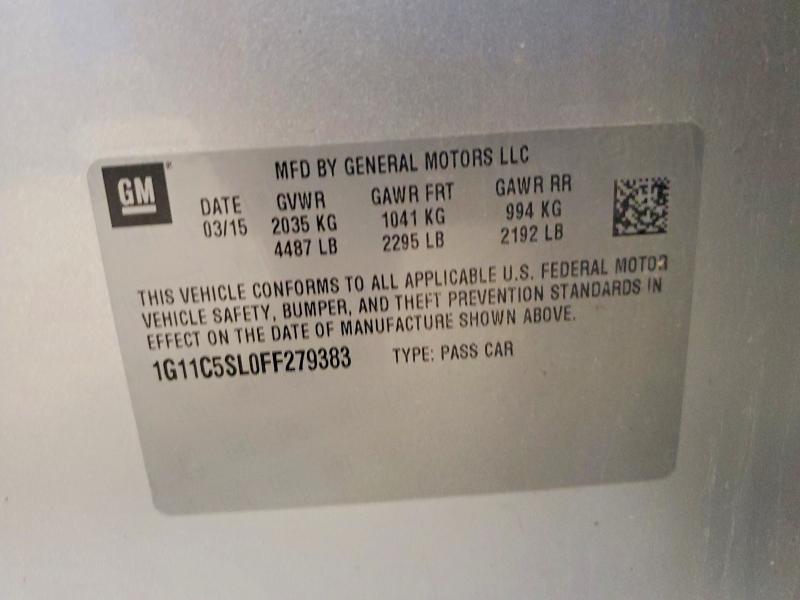 2015 Chevrolet Malibu მანქანა იყიდება აუქციონზე, vin: 1G11C5SL0FF279383, აუქციონის ნომერი: 52895636