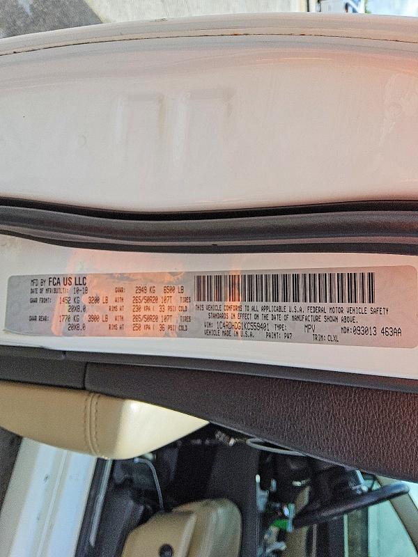 Aukcja sprzedaży 2019 Dodge Durango, vin: 1C4RDHDG1KC559401, numer aukcji: 53712336