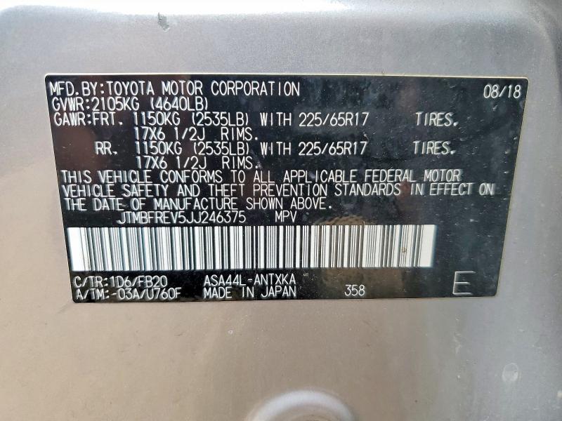Продажа на аукционе авто 2018 Toyota Rav4, vin: JTMBFREV5JJ246375, номер лота: 53620966