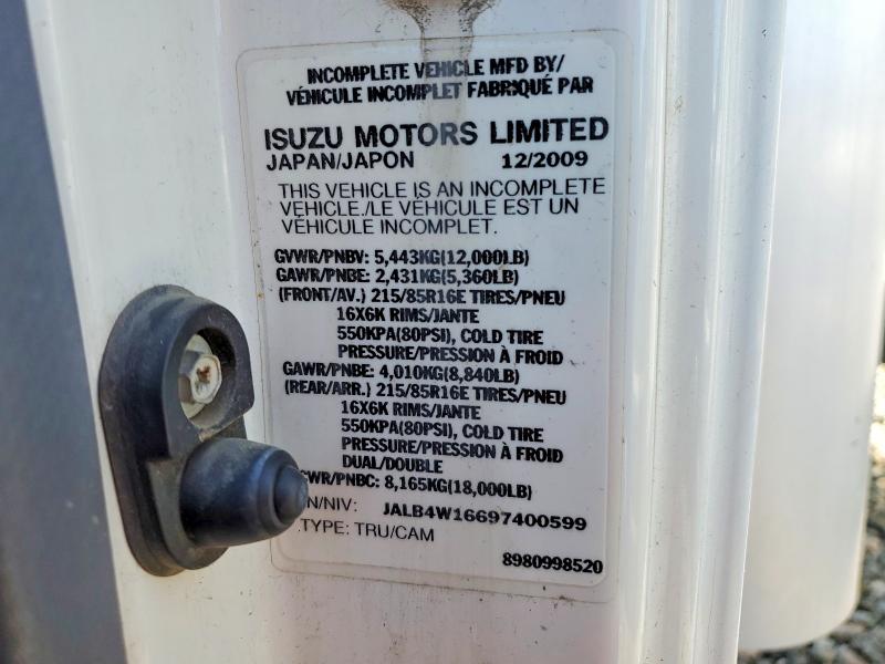 2009 Isuzu Npr მანქანა იყიდება აუქციონზე, vin: JALB4W16697400599, აუქციონის ნომერი: 54703186