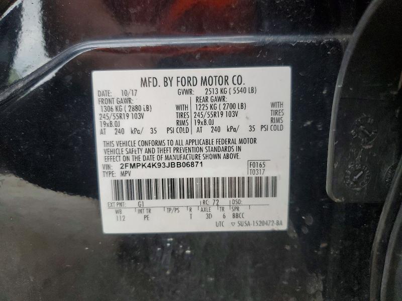 Продаж на аукціоні авто 2018 Ford Edge, vin: 2FMPK4K93JBB06871, номер лоту: 53034946