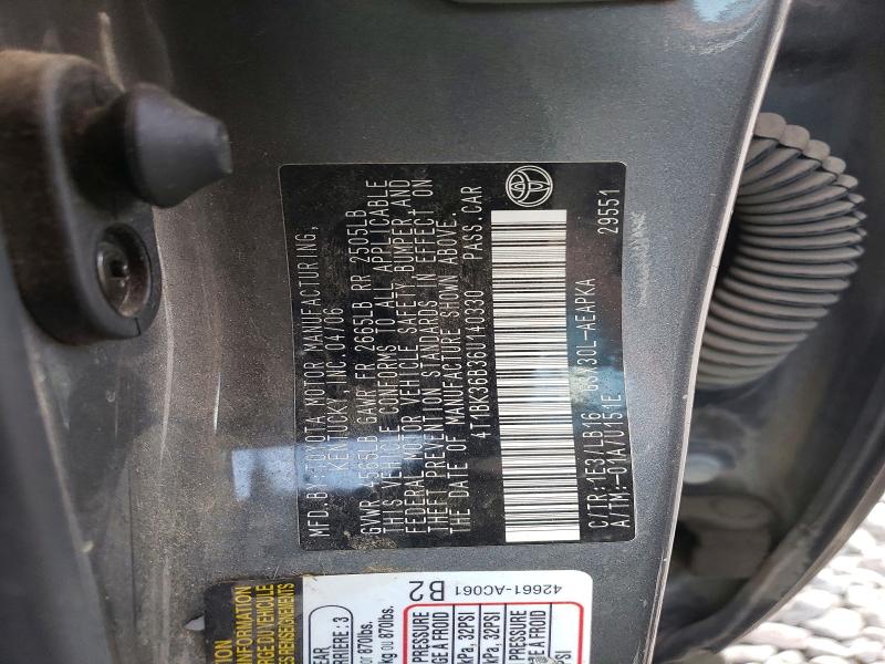 53650646 :رقم المزاد ، 4T1BK36B36U140330 vin ، 2006 Toyota Avalon مزاد بيع