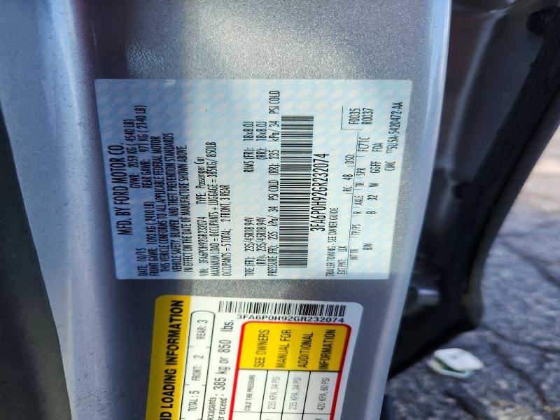 2016 Ford Fusion მანქანა იყიდება აუქციონზე, vin: 3FA6P0H92GR232074, აუქციონის ნომერი: 54692926