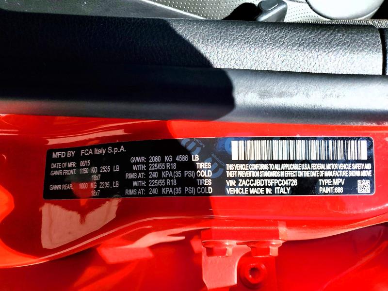 Aukcja sprzedaży 2015 Jeep Renegade, vin: ZACCJBDT5FPC04726, numer aukcji: 52874236