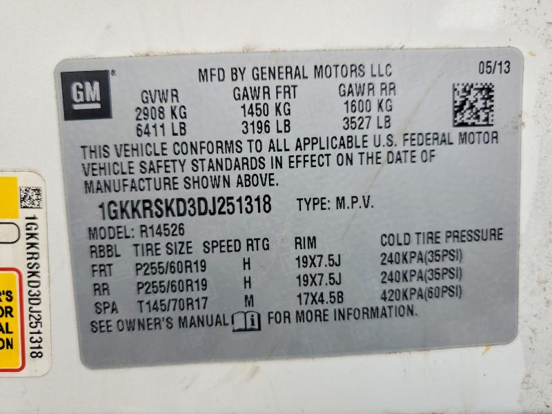 Aukcja sprzedaży 2013 Gmc Acadia, vin: 1GKKRSKD3DJ251318, numer aukcji: 51629246