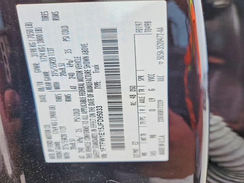 52602726 :رقم المزاد ، 1FTFW1E15JFD95033 vin ، 2018 Ford F150 مزاد بيع