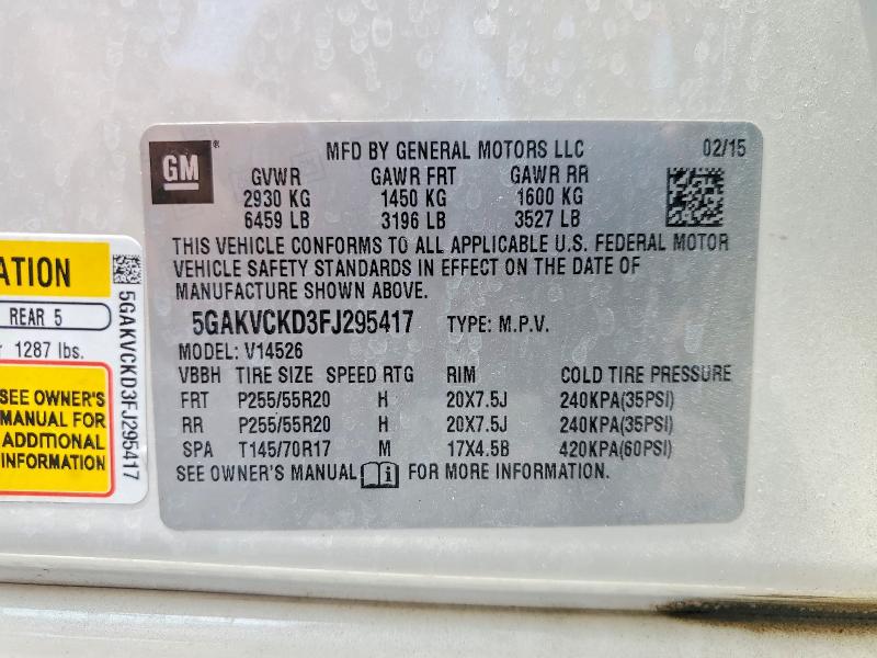 Продаж на аукціоні авто 2015 Buick Enclave, vin: 5GAKVCKD3FJ295417, номер лоту: 54145636