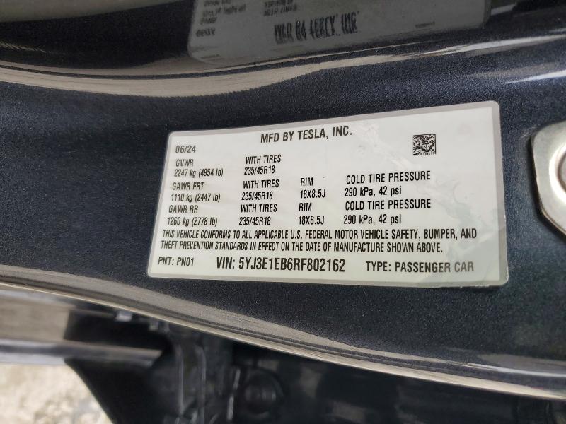 Продажа на аукционе авто 2024 Tesla Model 3, vin: 5YJ3E1EB6RF802162, номер лота: 55441846