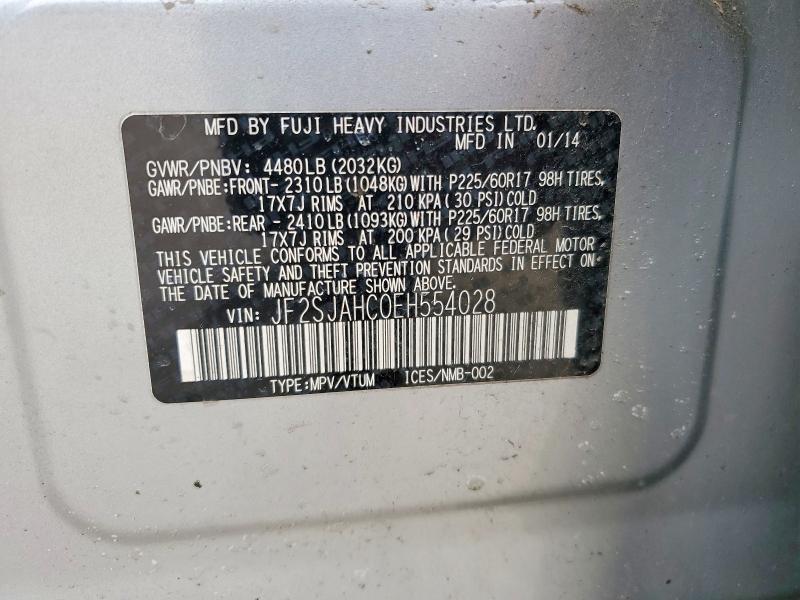 Aukcja sprzedaży 2014 Subaru Forester, vin: JF2SJAHC0EH554028, numer aukcji: 55073836