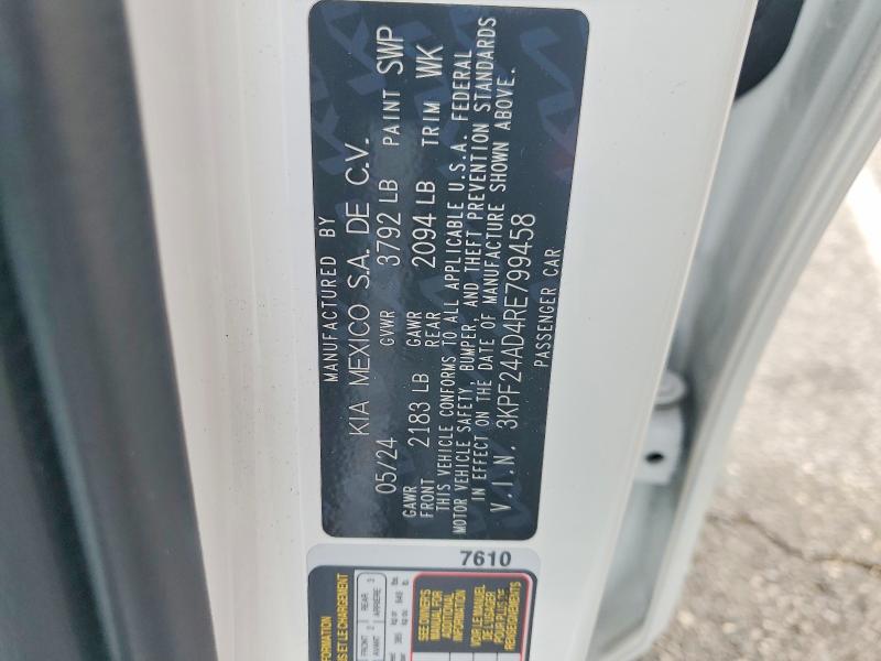Aukcja sprzedaży 2024 Kia Forte, vin: 3KPF24AD4RE799458, numer aukcji: 54797976