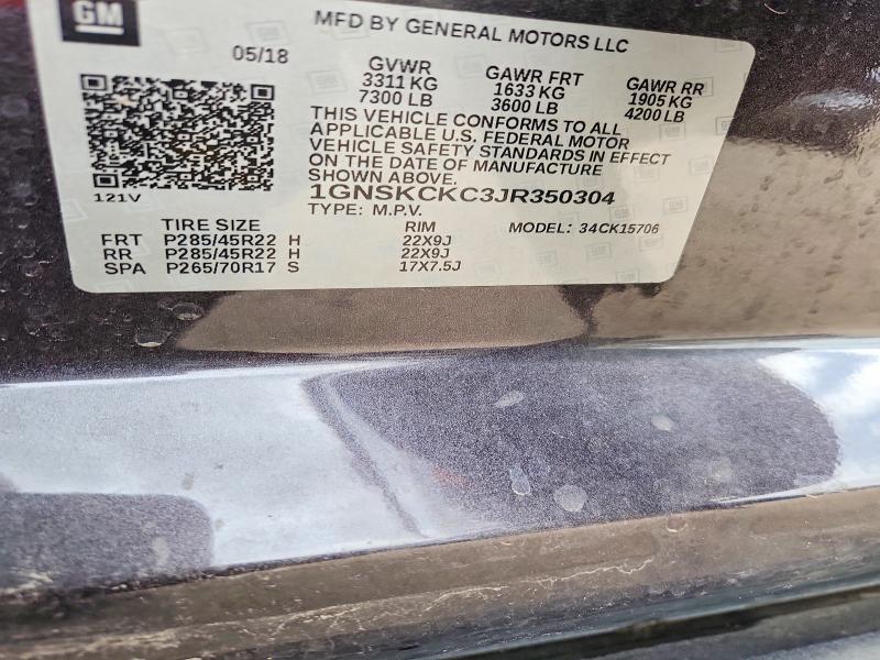 Aukcja sprzedaży 2018 Chevrolet Tahoe, vin: 1GNSKCKC3JR350304, numer aukcji: 52333686