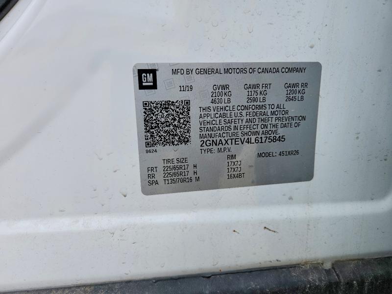 Продаж на аукціоні авто 2020 Chevrolet Equinox, vin: 2GNAXTEV4L6175845, номер лоту: 52670846