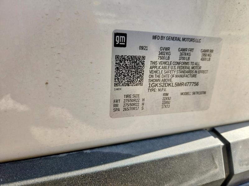 Продаж на аукціоні авто 2021 Gmc Yukon, vin: 1GKS2DKL5MR477756, номер лоту: 53762066