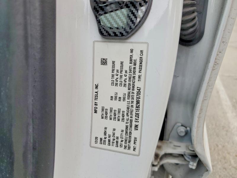 Продажа на аукционе авто 2021 Tesla Model 3, vin: 5YJ3E1EB2MF870547, номер лота: 52217736