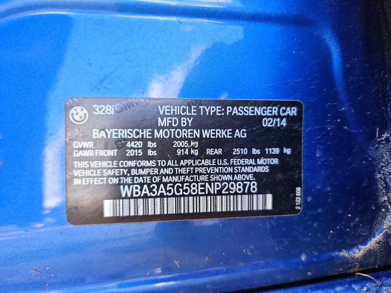 53898586 :رقم المزاد ، WBA3A5G58ENP29878 vin ، 2014 Bmw 328 مزاد بيع