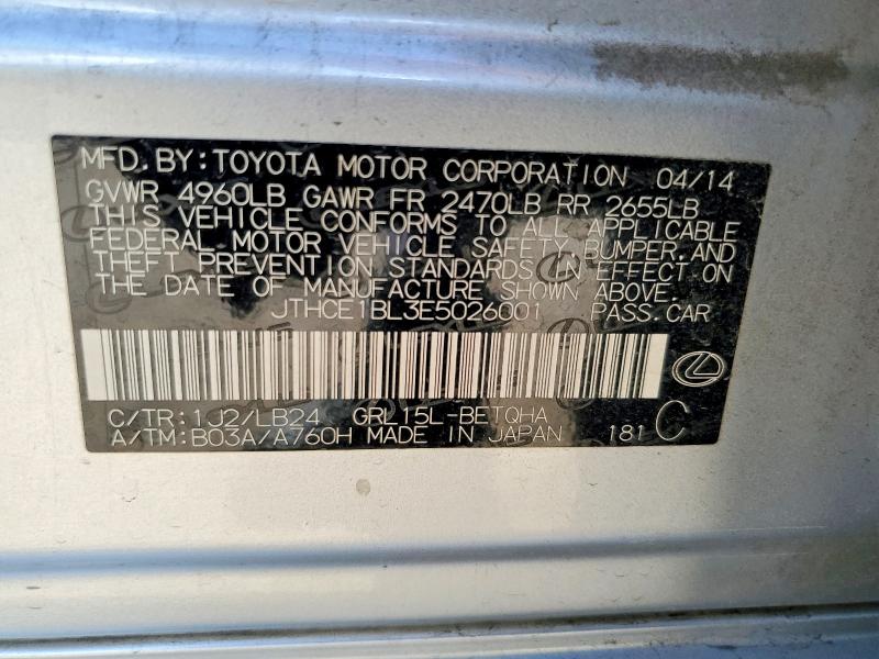 53803996 :رقم المزاد ، JTHCE1BL3E5026001 vin ، 2014 Lexus Gs مزاد بيع