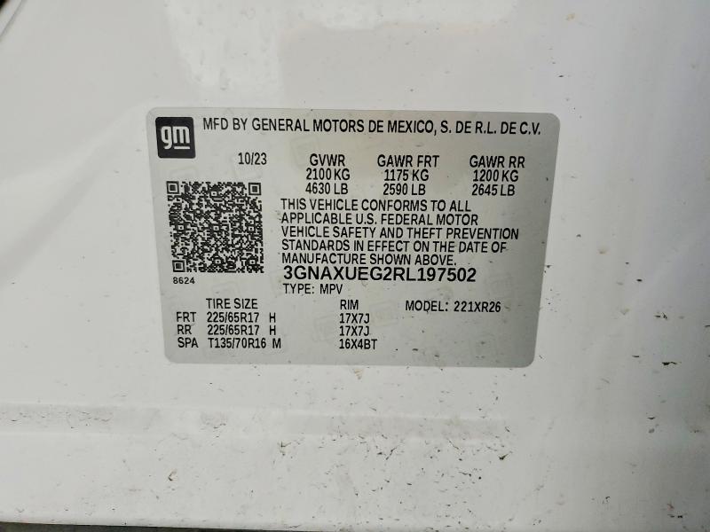 Aukcja sprzedaży 2024 Chevrolet Equinox, vin: 3GNAXUEG2RL197502, numer aukcji: 54218146