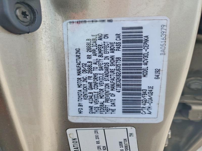 Продаж на аукціоні авто 2002 Toyota Camry, vin: 4T1BE32K82U635758, номер лоту: 54155336
