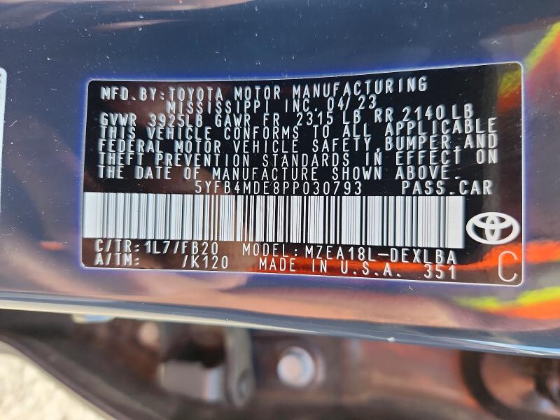 53291056 :رقم المزاد ، 5YFB4MDE8PP030793 vin ، 2023 Toyota Corolla مزاد بيع