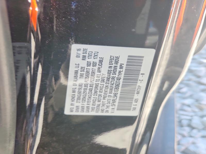 2016 Honda Odyssey მანქანა იყიდება აუქციონზე, vin: 5FNRL5H61GB063740, აუქციონის ნომერი: 53877736