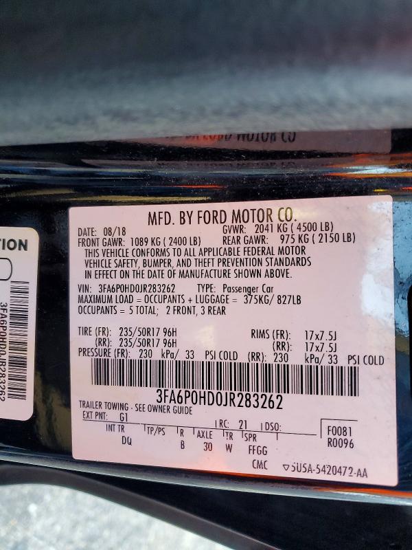 Aukcja sprzedaży 2018 Ford Fusion, vin: 3FA6P0HD0JR283262, numer aukcji: 51793706