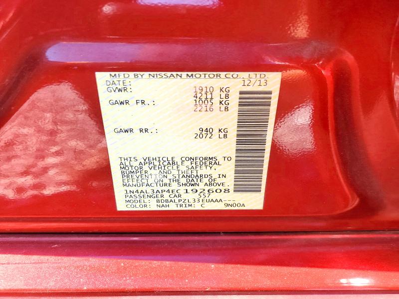 2014 Nissan Altima მანქანა იყიდება აუქციონზე, vin: 1N4AL3AP4EC192608, აუქციონის ნომერი: 52608656