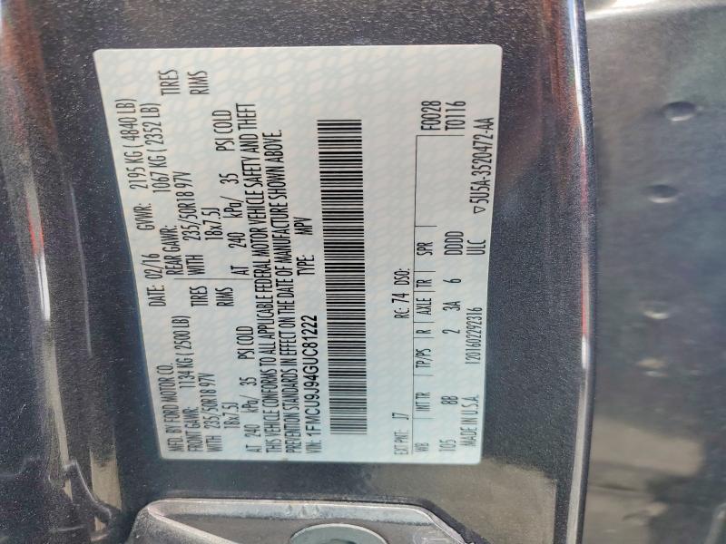 Aukcja sprzedaży 2016 Ford Escape, vin: 1FMCU9J94GUC81222, numer aukcji: 54160446