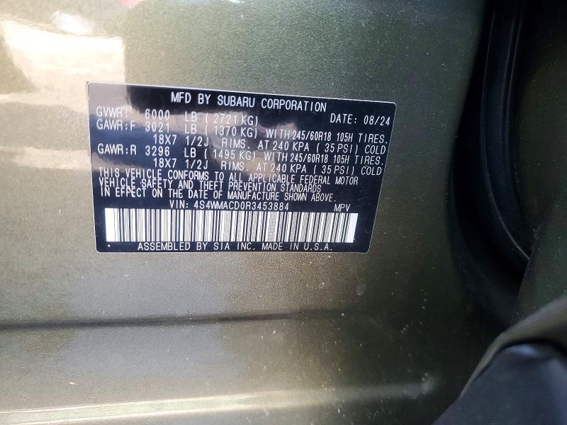 Продаж на аукціоні авто 2024 Subaru Ascent, vin: 4S4WMACD0R3453884, номер лоту: 52869726